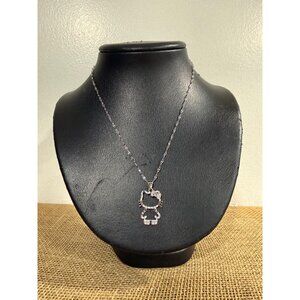 Hello Kitty-Inspired Rhinestone Necklace  Silver Chain & Pendant